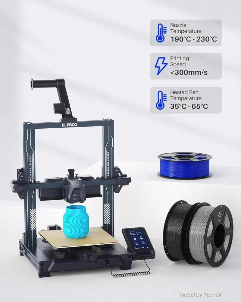 ELEGOO حزمة خيوط PLA 1.75 مم 4 كجم، خيوط طابعة ثلاثية الأبعاد بدقة أبعاد +/- 0.02 مم، 4 قطع بكرة 1 كجم (2.2 رطل) تناسب معظم طابعات FDM ثلاثية الأبعاد (وردي، بنفسجي، أزرق سماوي، أخضر بحري) - Image 5